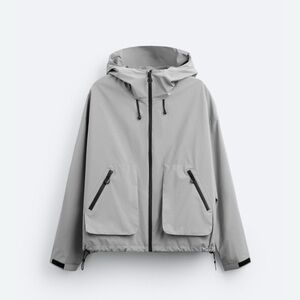 Zara HOODED TECHNICAL JACKET, CEMENT, never worn